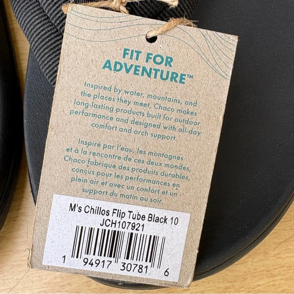 Chaco Men’s Chillos Flip Flops NWT In Tube Black Sz 10
